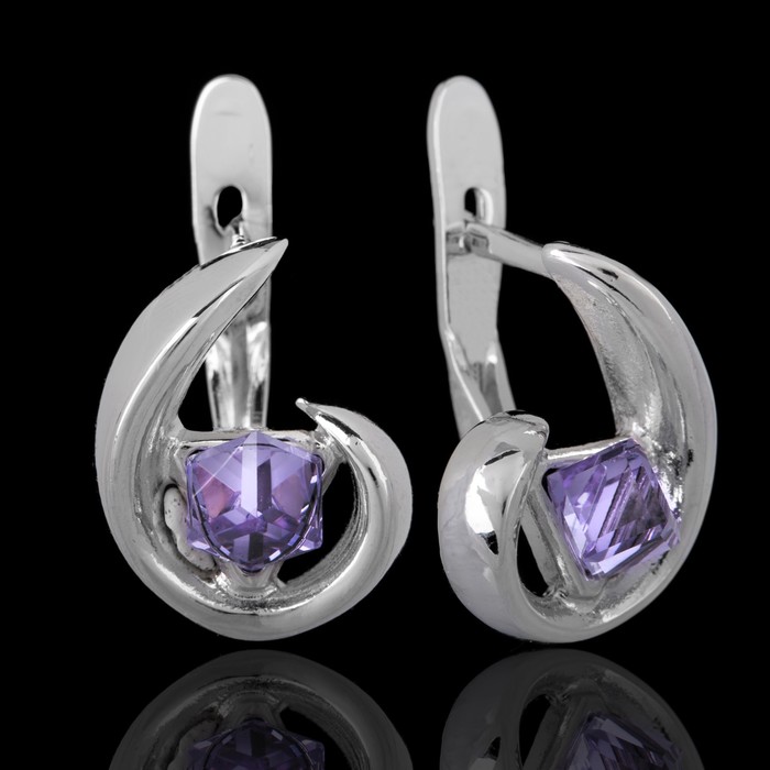 Серьги "Адамант", цвет фиолетовый в серебре