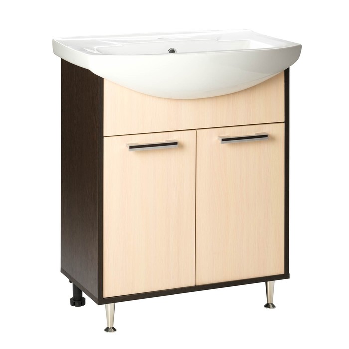 Комплект тумба Эко-65 с раковиной Элеганс 65, цвет венге/дуб молочный