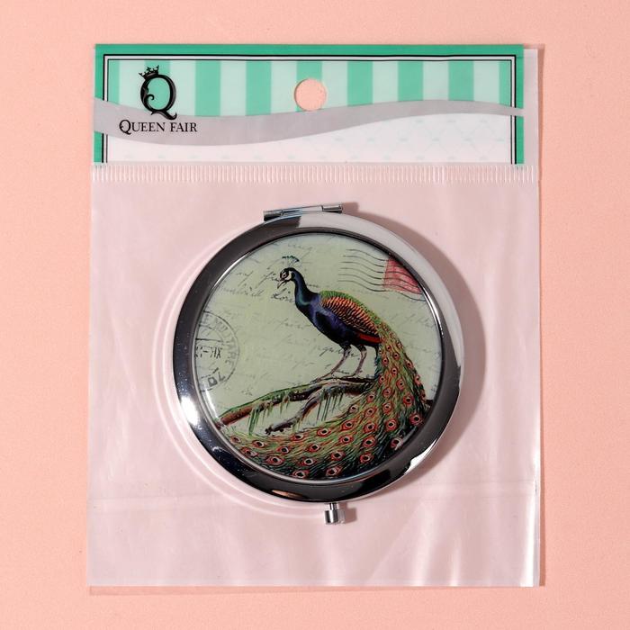 Зеркало складное «Павлин», круглое, двустороннее, с двукратным увеличением, d=7см, цвет МИКС