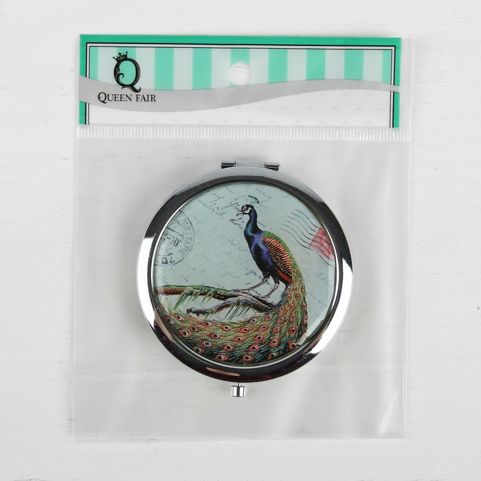 Зеркало складное «Павлин», круглое, двустороннее, с двукратным увеличением, d=7см, цвет МИКС