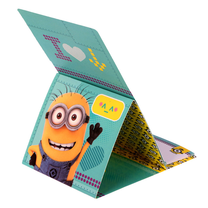 Ручка пластиковая на открытке с бумажным блоком "Миньоны", Гадкий я