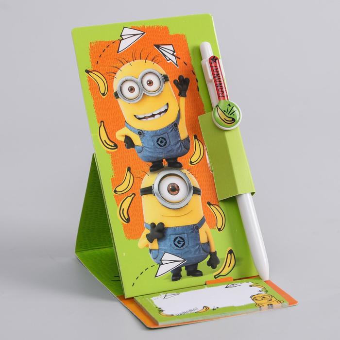 Ручка пластиковая на открытке с бумажным блоком "Банана", Гадкий я