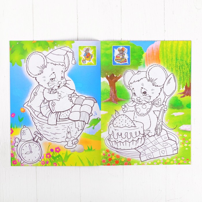 Раскраска с наклейками "Кошки-мышки" 122 наклейки