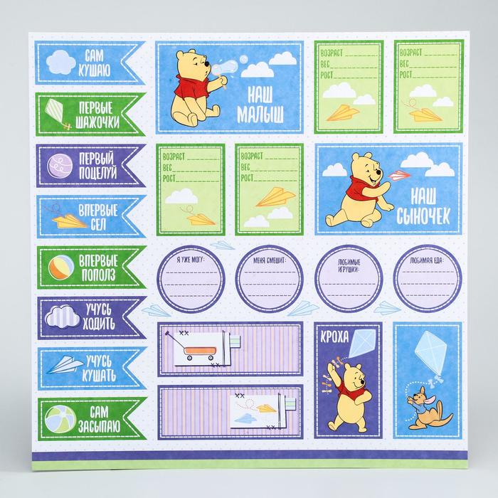 Бумага для скрапбукинга 30,5*30,5 "Наш сыночек", Медвежонок Винни и его друзья