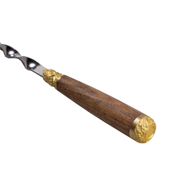 Шампуры подарочные 6 шт. в колчане из натуральной кожи коричневого цвета