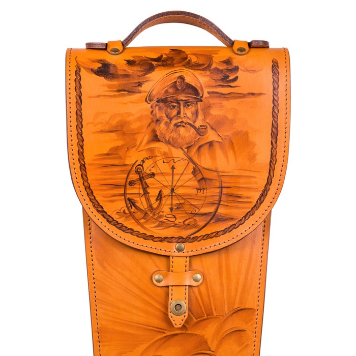 Шампуры подарочные "Капитан" 6 шт. в колчане из натуральной кожи