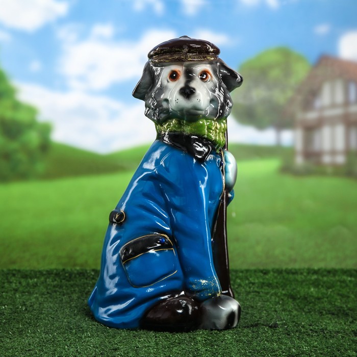 Садовая фигура "Собака Граф"  глянец серый   микс