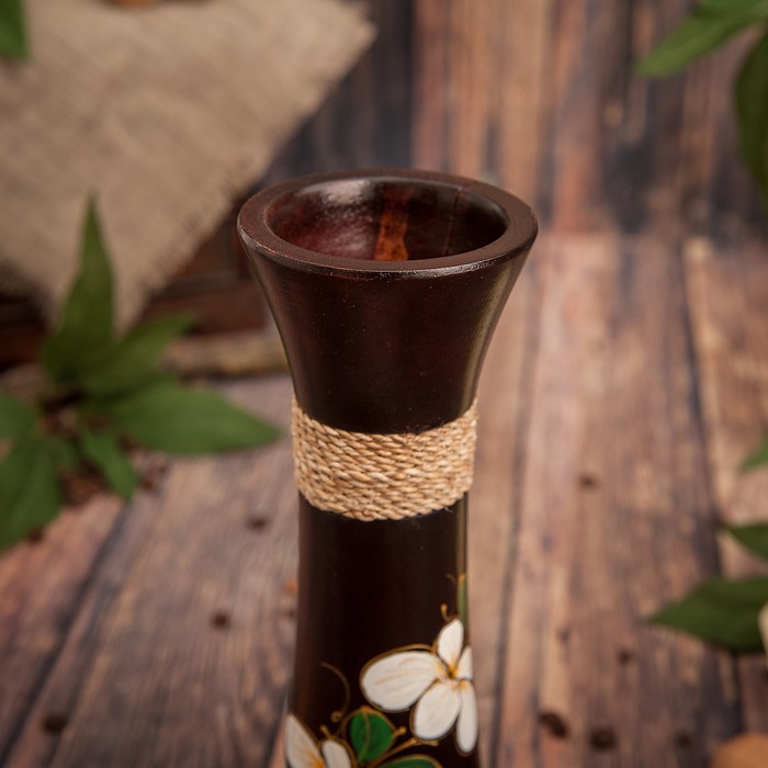 Ваза из мангового дерева "Цветы с ободком" 25х7,5х7,5 см