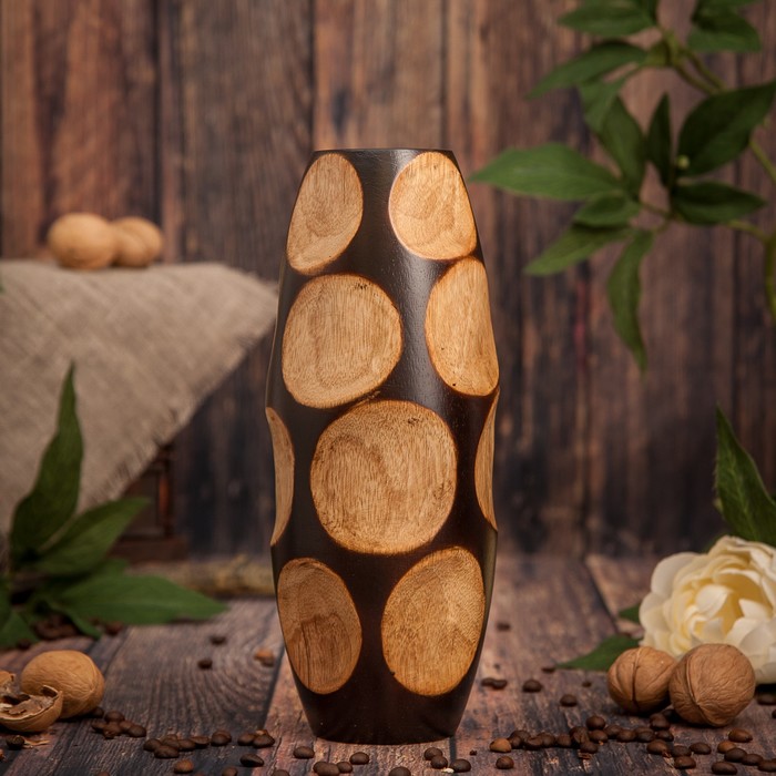 Ваза из мангового дерева "Круги" 25х10х10 см