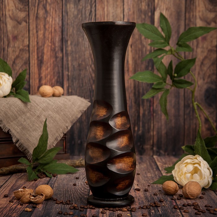 Ваза из мангового дерева "Круги" 35х10х10 см