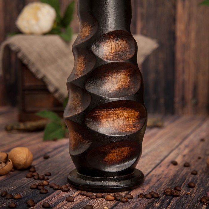 Ваза из мангового дерева "Круги" 35х10х10 см