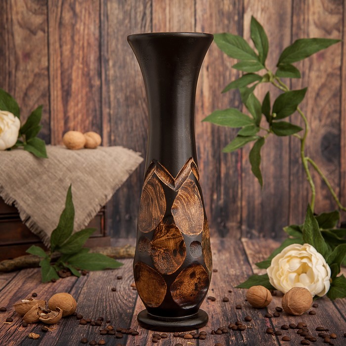 Ваза из мангового дерева "Брутальность" 35х10х10 см