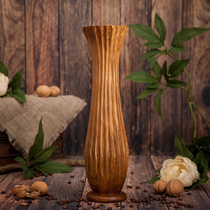 Ваза из мангового дерева &quot;Белое счастье&quot; 35х10х10 см