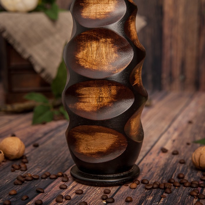 Ваза из мангового дерева "Разрезы" 40х10,5х10,5 см