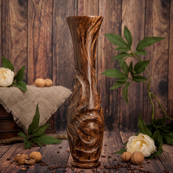 Ваза из мангового дерева &quot;Линии&quot; 40х10,5х10,5 см