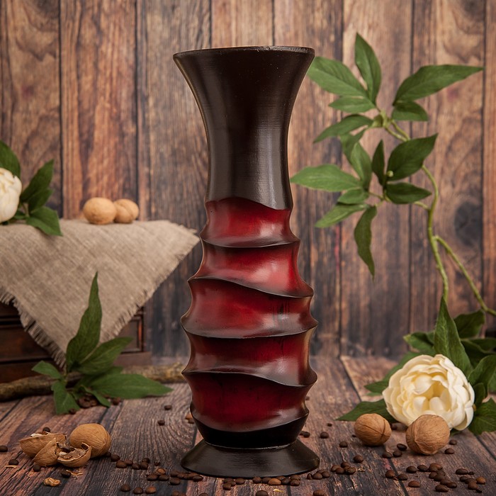 Ваза из мангового дерева "Тёмный мир" 35х12,5х12,5 см