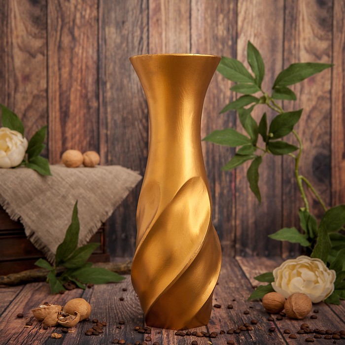 Ваза из мангового дерева "Золотая спираль" 35х12,5х12,5 см