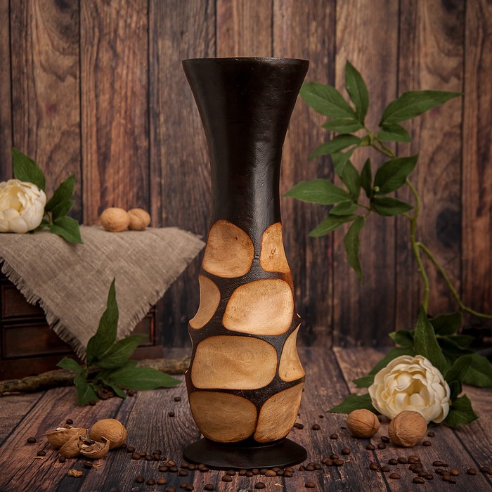 Ваза из мангового дерева "Листочек" 38х12,5х12,5 см