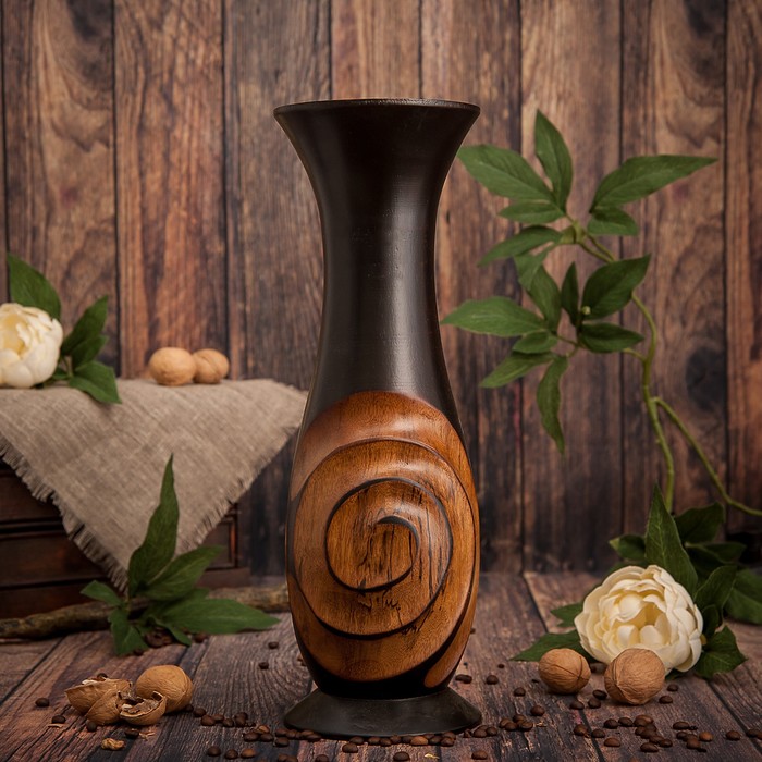 Ваза из мангового дерева "Спираль" 38х12,5х12,5 см
