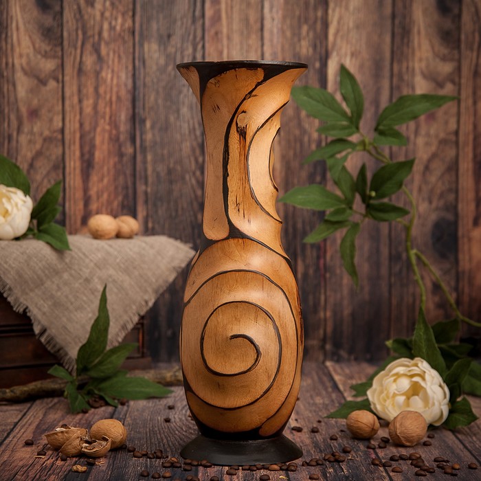 Ваза из мангового дерева "Вырезы" 38х12,5х12,5 см