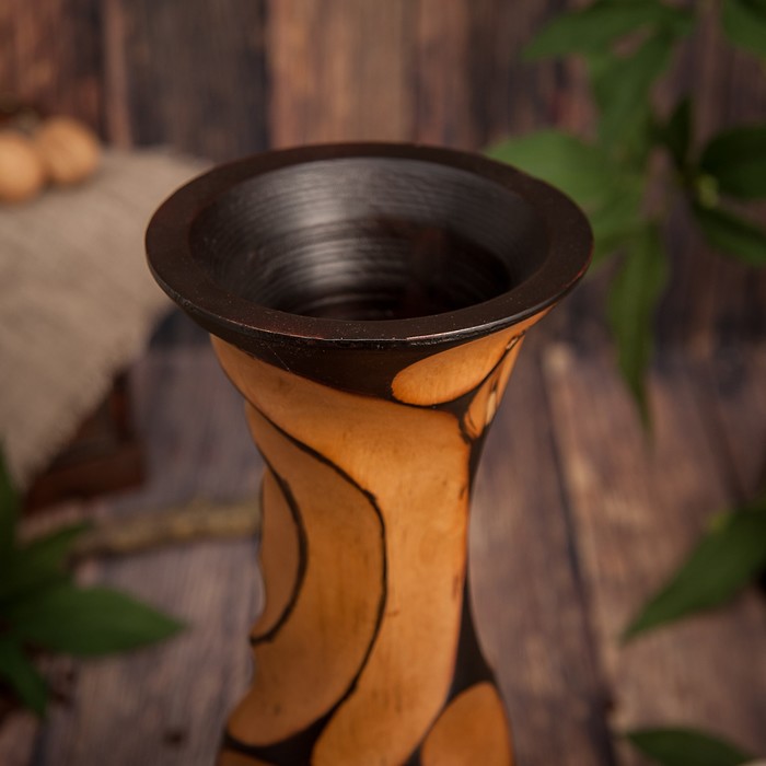 Ваза из мангового дерева "Вырезы" 38х12,5х12,5 см