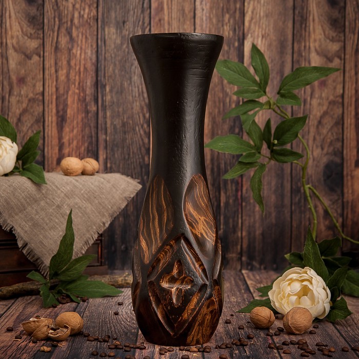 Ваза из мангового дерева "Ромбы" 38х12,5х12,5 см