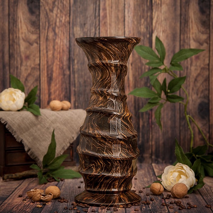 Ваза из мангового дерева "Линии" 38х15х15 см