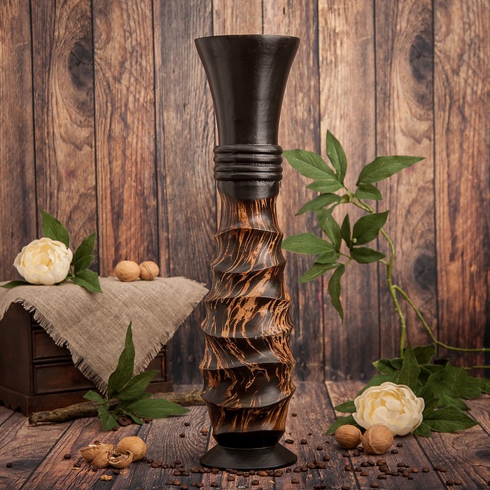 Ваза из мангового дерева "Вырезы" 50х13х13 см