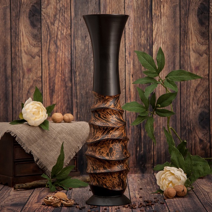 Ваза из мангового дерева "Линии" 50х13х13 см