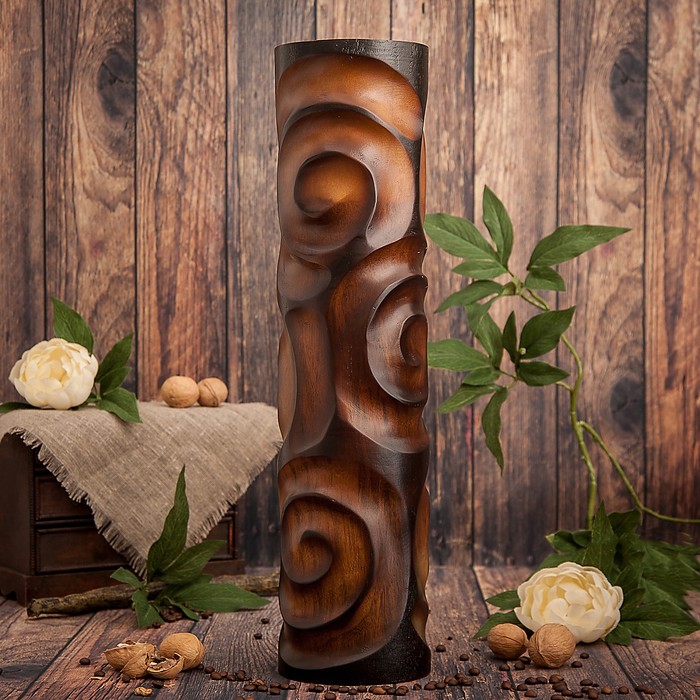 Ваза из мангового дерева "Линии счастья" 50х13х13 см