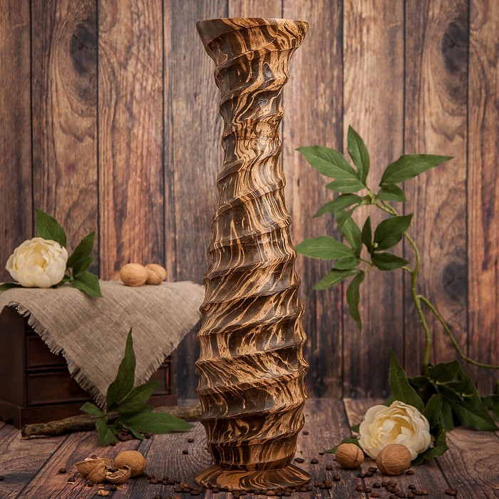 Ваза из мангового дерева "Спираль" 50х13х13 см
