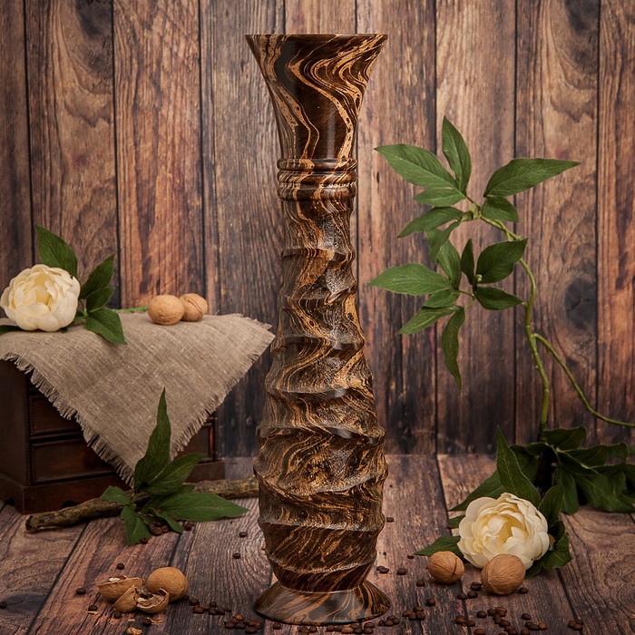 Ваза из мангового дерева "Бугры" 50х13х13 см
