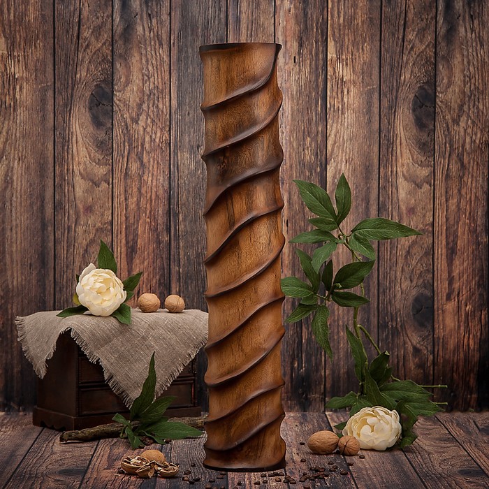 Ваза из мангового дерева "Линии" 60х13х13 см