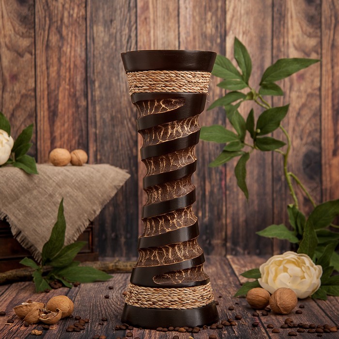 Ваза из мангового дерева "Линии" 12,5х12,5х35 см