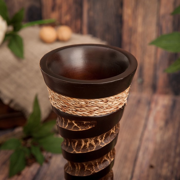 Ваза из мангового дерева "Линии" 12,5х12,5х35 см