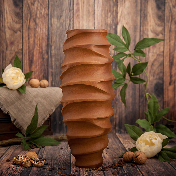 Ваза из мангового дерева "Обручи" 12,5х12,5х35 см