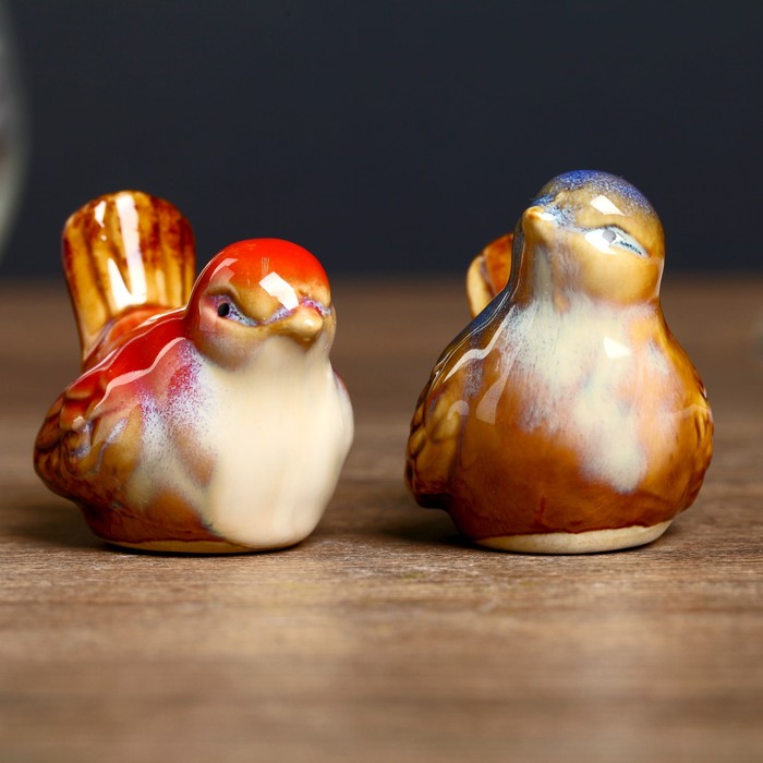 Сувенир керамика "Воробушки" набор 4 шт 5х5,5х3,8 см