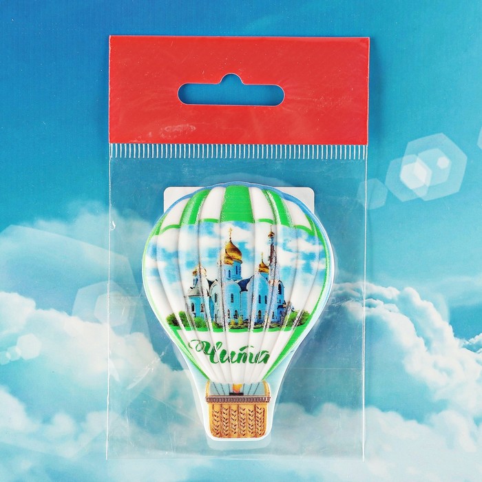 Магнит с воздушным шаром "Чита. Казанский кафедральный собор" 5,3x7,4