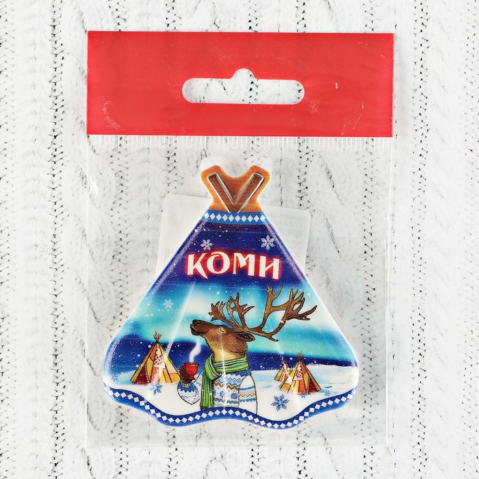 Магнит с чумом «Коми. Олень» 7,4 x 7.7 см