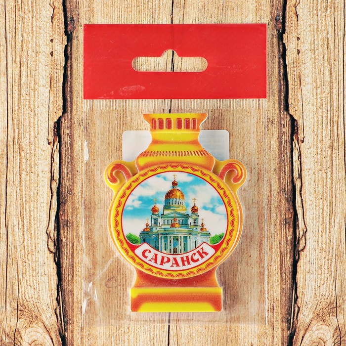 Магнит с самоваром «Саранск. Собор Святого Феодора Ушакова», 5.7 x 8 см