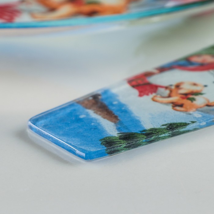 Тортовница 30 см "Снеговик в доме!", с лопаткой