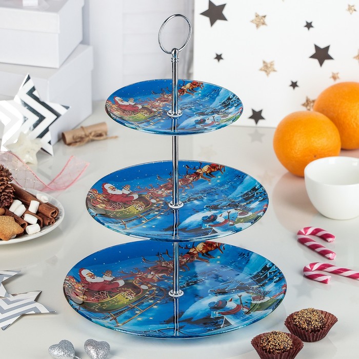 Блюдо 3 яруса "Оленья упражка" 25х33 см