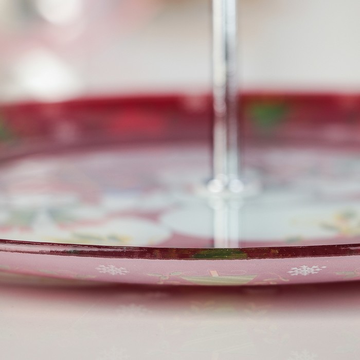 Блюдо 3 яруса "Семья снеговиков", 25х33 см