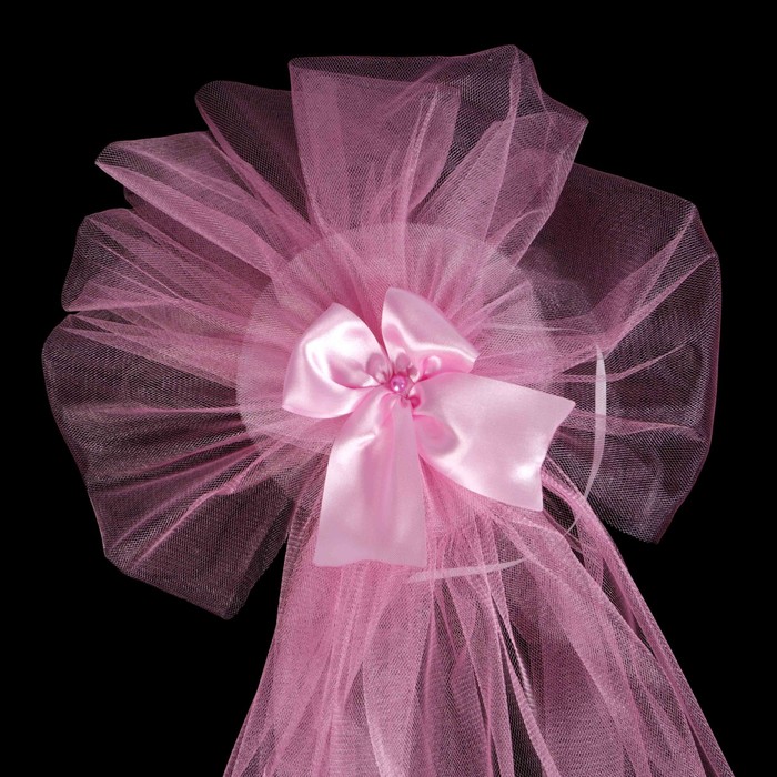 Набор букет на радиатор, 2 фатиновые ленты, бело-розовый