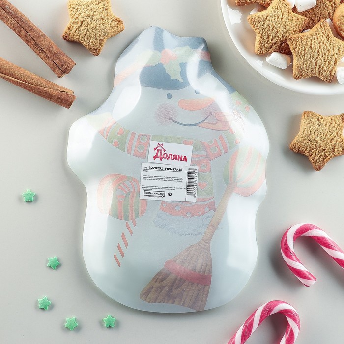 Блюдо сервировочное "Снеговик с трубкой"