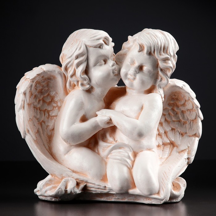 Фигура "Два ангела сидя" бежевый 26х25х15см