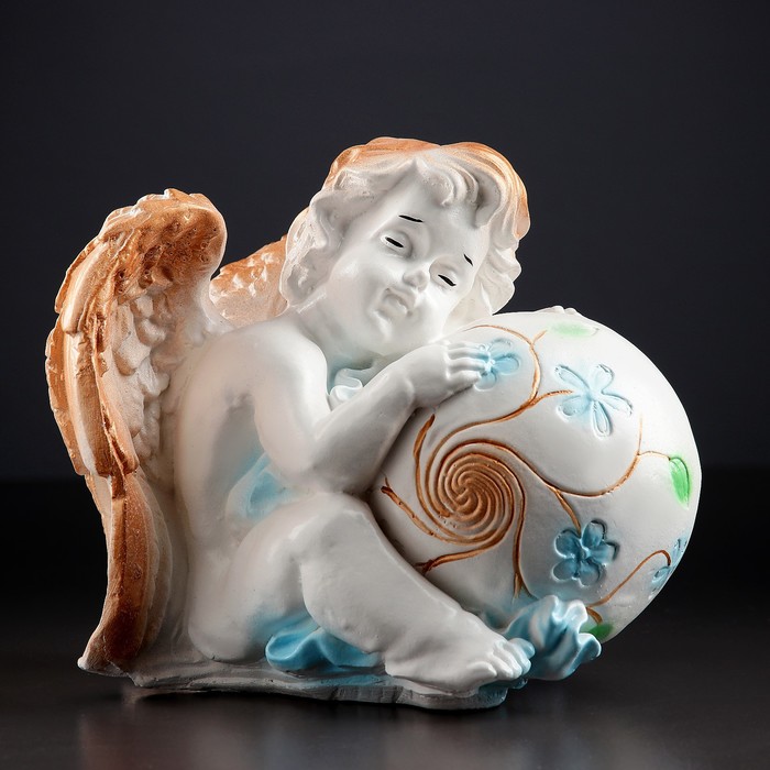 Фигура "Ангел с шаром" бело-золотой 25х17х22см