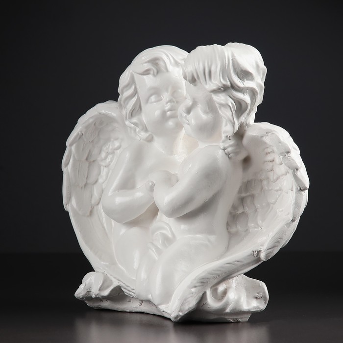 Фигура "Два ангела сидя" белый 26х25х15см