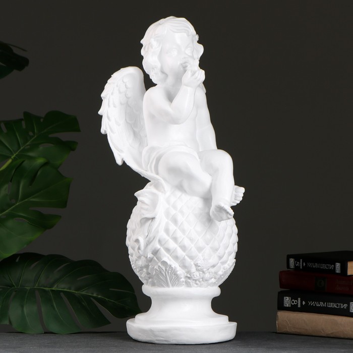 Фигура Ангел на шаре с птичкой 27х24х58см белый цена и фото