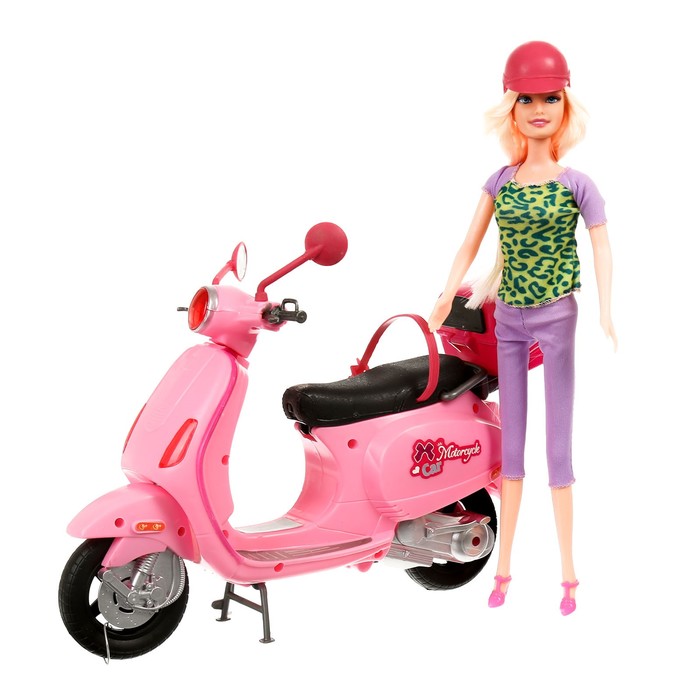 Кукла модель "Наташа" на скутере, с аксессуарами